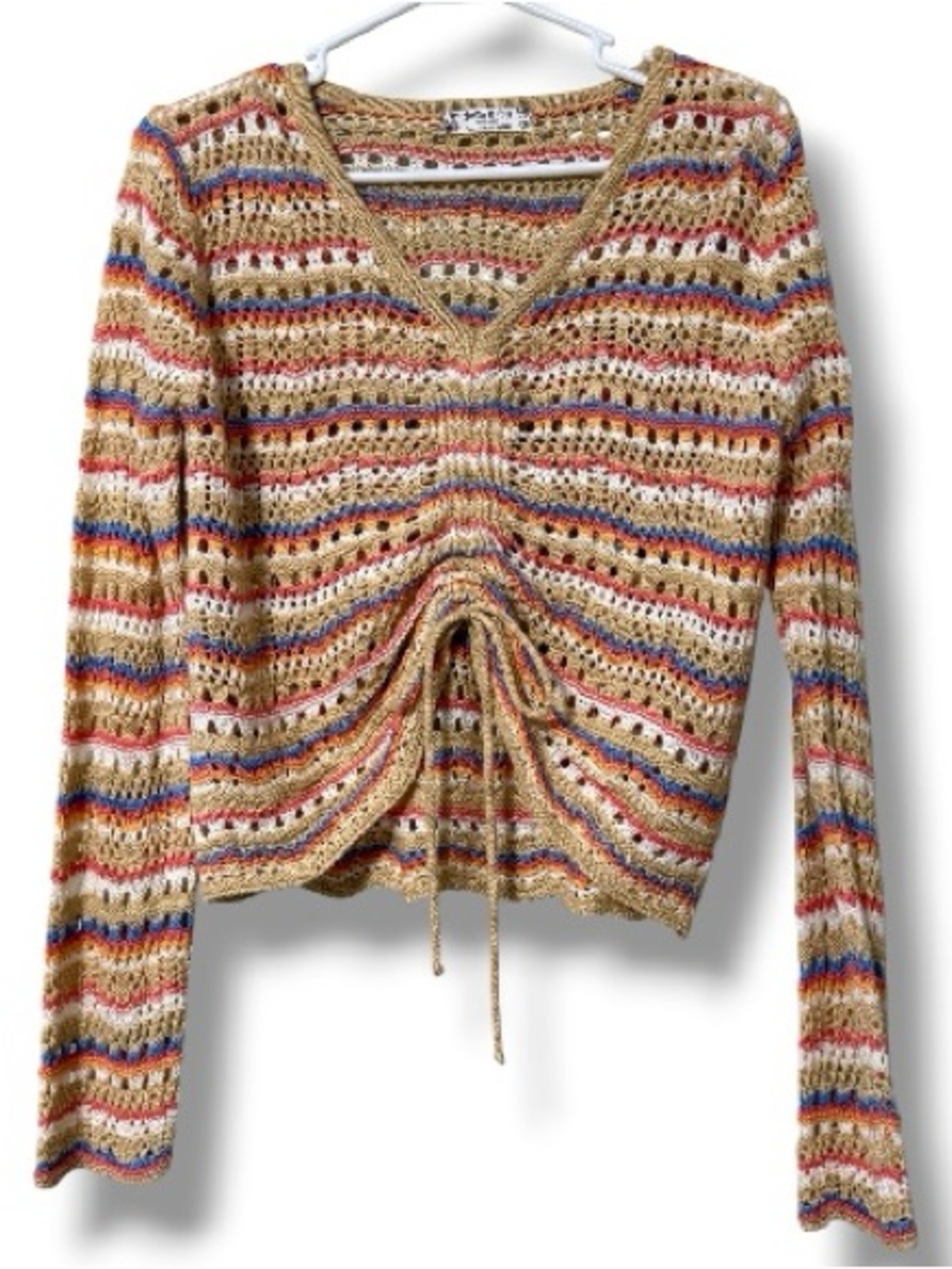 Jolie & Joy by FCT with love size medium crochet knit long sleeve sweater top